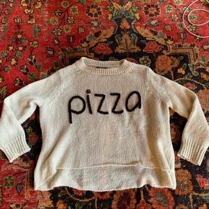 Wooden Ships pullover pizza sweater, size XS.
